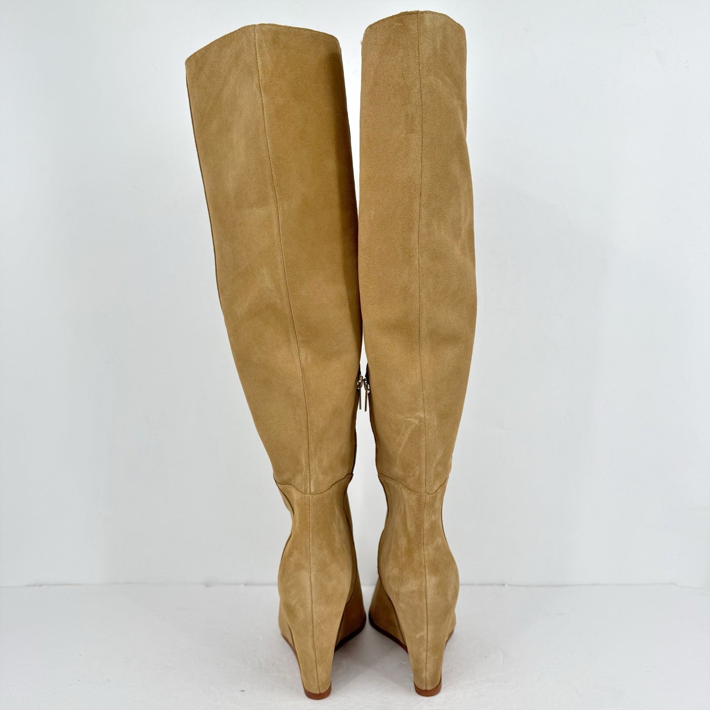 Vince Camuto Womens Tiasie Over the Knee Wedge Boots US 11 M Tan Suede NWOB