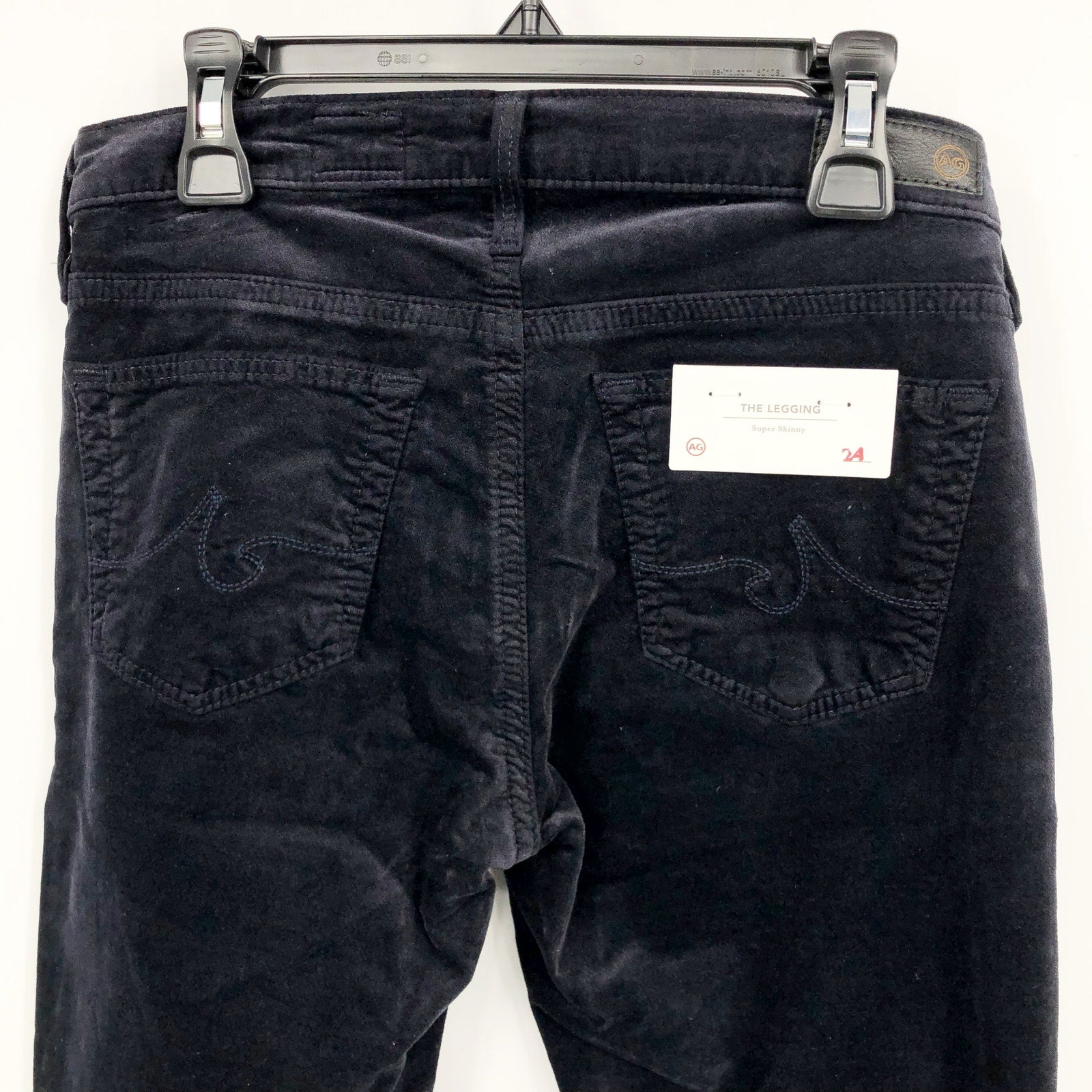 AG ADRIANO GOLDSCHMIED The Legging Velvet Jeans 24R US 00 Black Skinny NWT