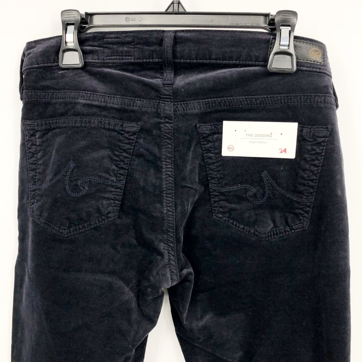 AG ADRIANO GOLDSCHMIED The Legging Velvet Jeans 24R US 00 Black Skinny NWT