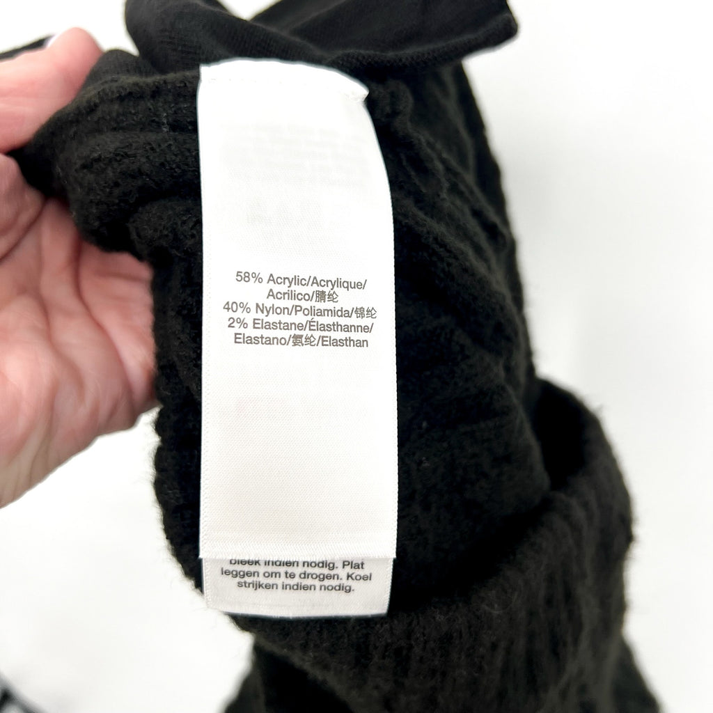 DKNY Womns Cozy Cable Sweater Knit Jogger Large Black Drawstring NWT