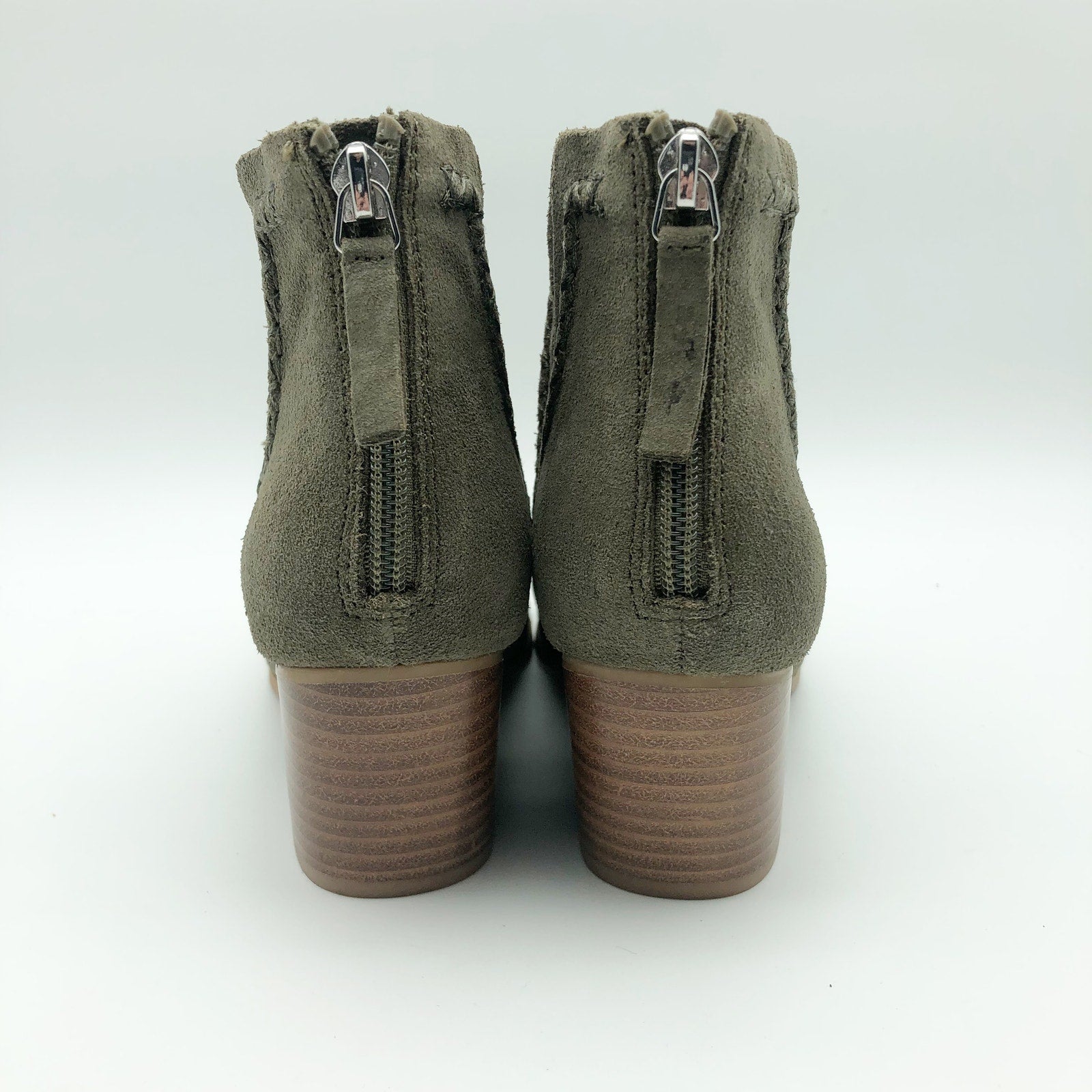 Dolce Vita Womens Dylan Ankle Booties Size 6 Green Textured Heel Suede NWOB
