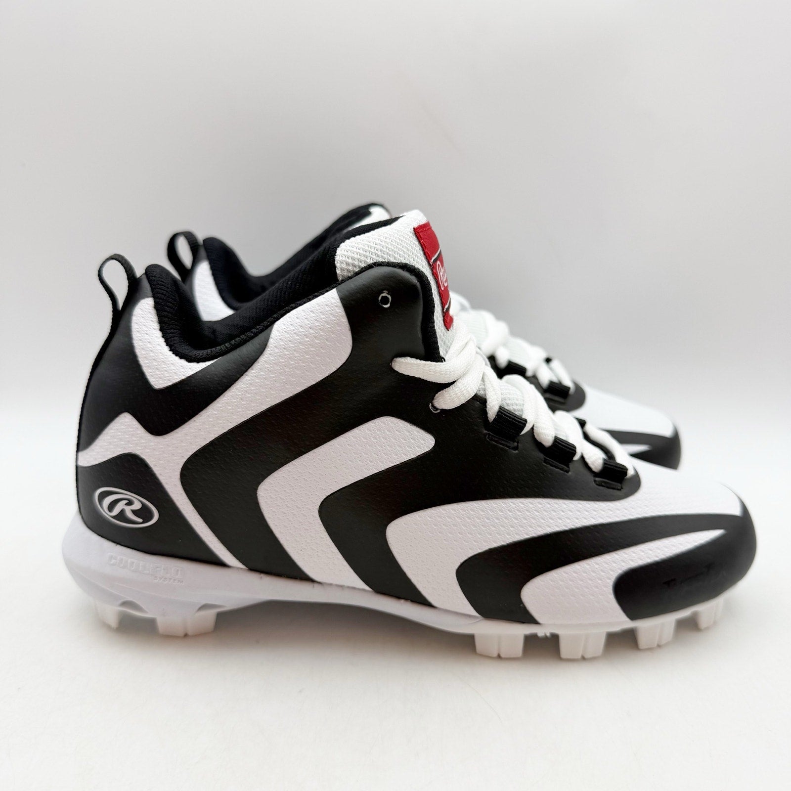 Rawlings Boys Rookie Mid Baseball Cleats US 4 EU 36 Black White NIB