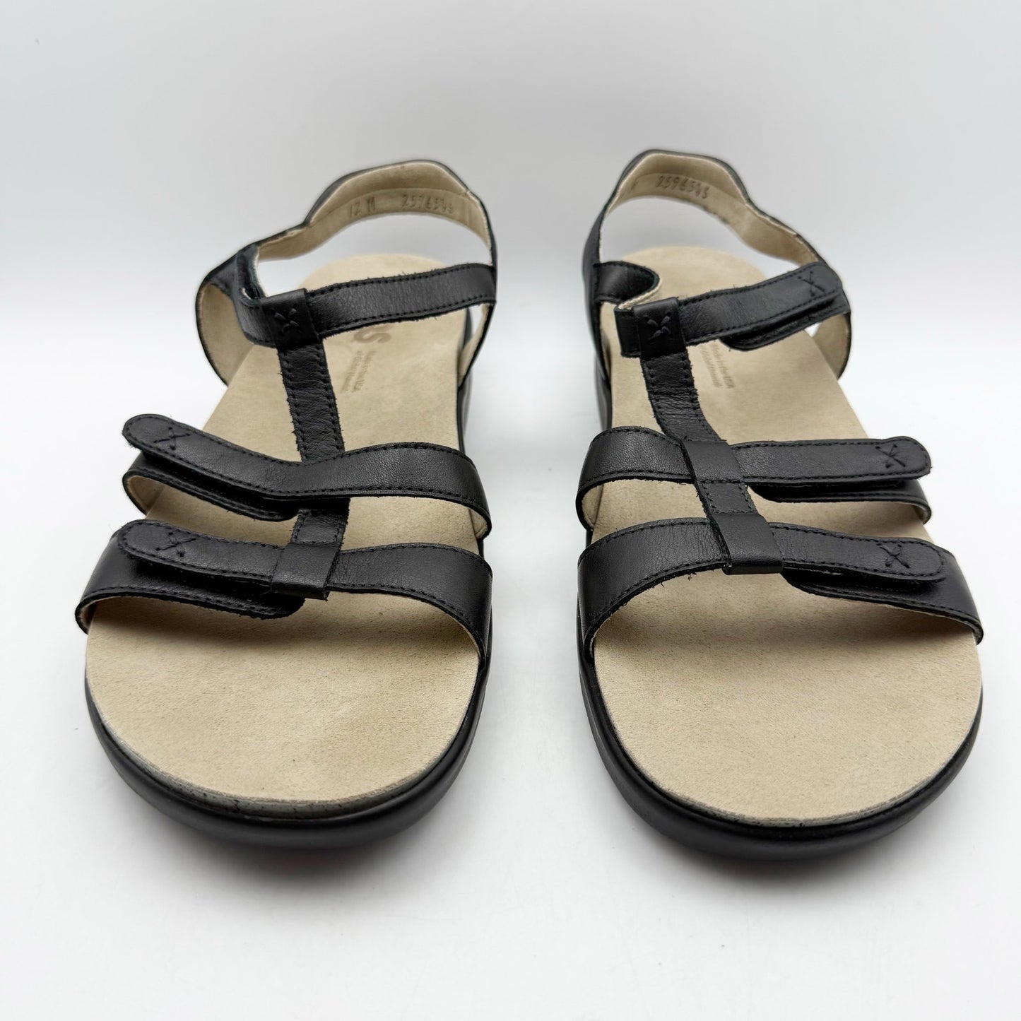 SAS Womens Sorrento Adjustable Comfort Sandal US 12 M Black Leather NIB