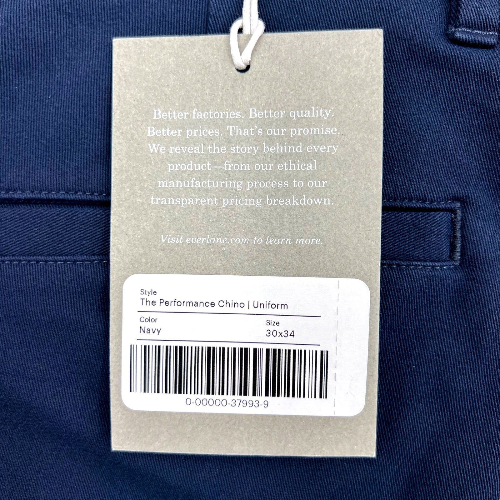 EVERLANE Men's Uniform Performance Chino 30x34 Navy Blue Slim Fit Pants NWT