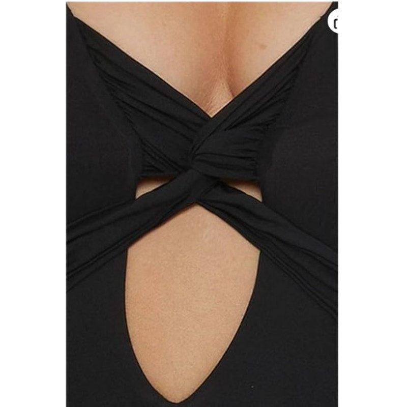 BECCA Women's Twist Cut-Out One Piece Swimsuit Medium Black Color Code NWT