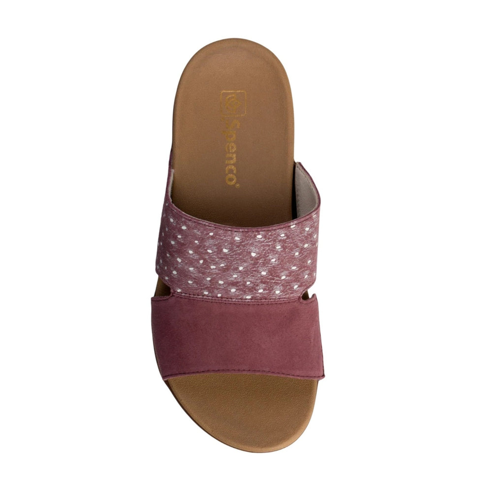 Spenco Womens Dawn Slide Sandals Size 7.5 EU 38 Red Burgandy Ostrich Suede NIB