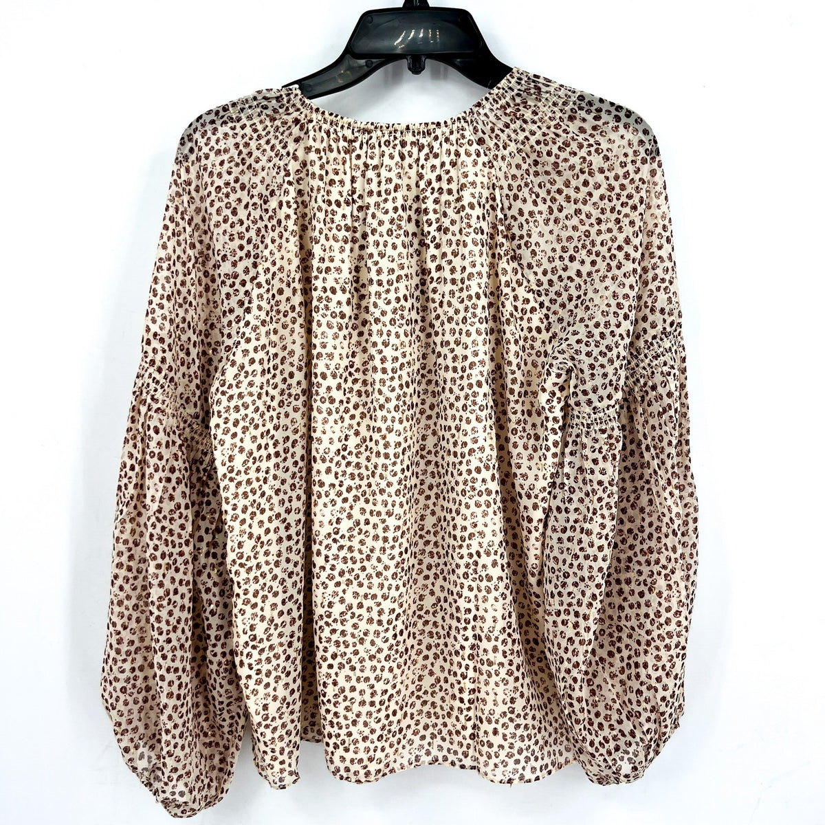 DANIEL RAINN Womens Ikat Blouse Medium Cream Red Print Long Sleeve NWT