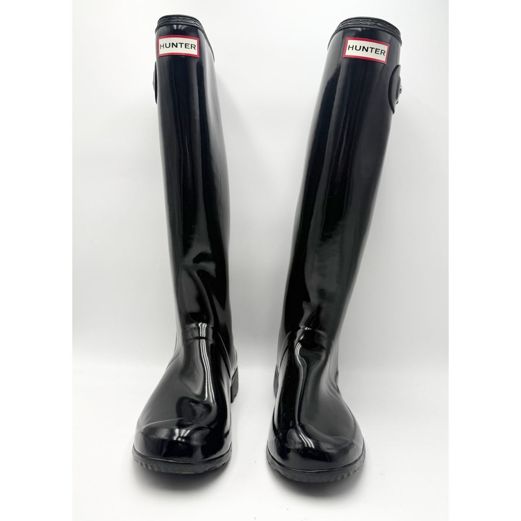 Hunter Womens Original Tall Gloss Rain Boots US 10 Black Waterproof NWOB
