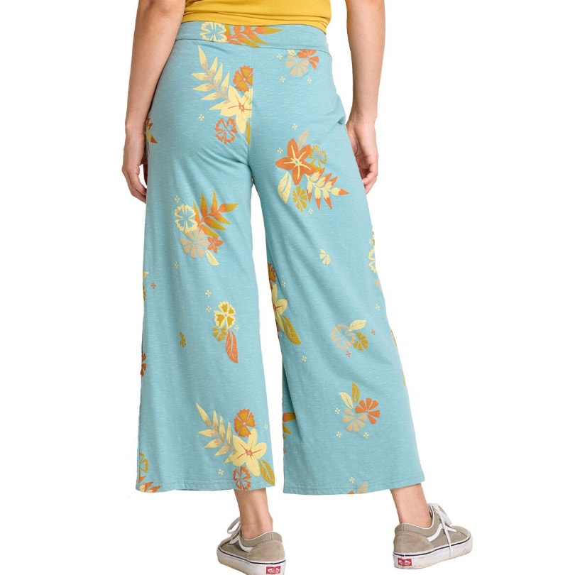 TOAD & CO Women's Chaka Wide Leg Pants Medium Mineral Blue Floral Print NWT
