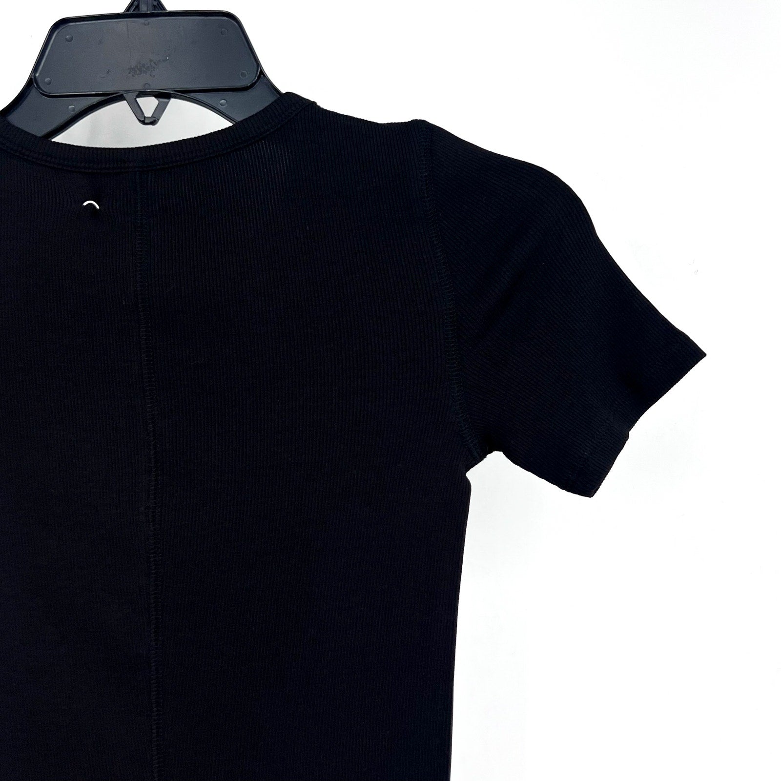 EVERLANE Women's The Luxe Rib Crew Tee XXS Black Short Sleeve Supima Cotton NWT