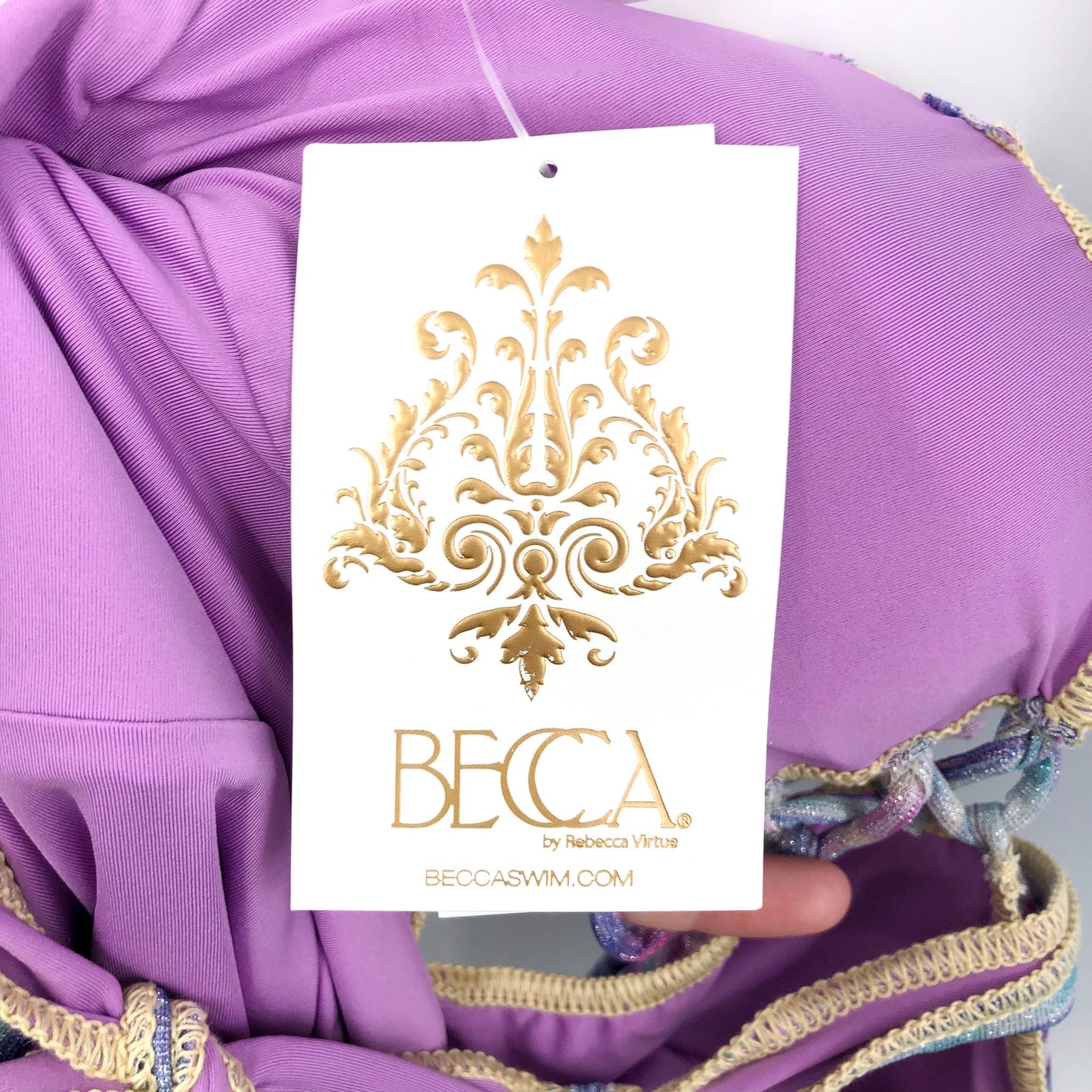 BECCA Women's Standard Tulum One Piece Swimsuit Large Purple Abstract Print NWT