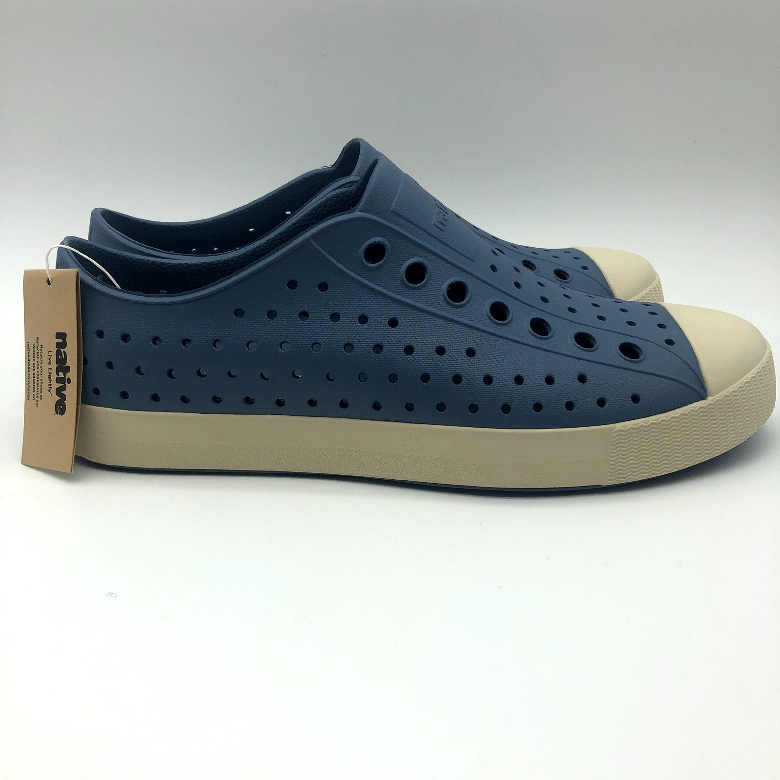 Native Jefferson Slip On Casual Shoes Mens 11 Oasis Blue Bone White Sneakers NIB
