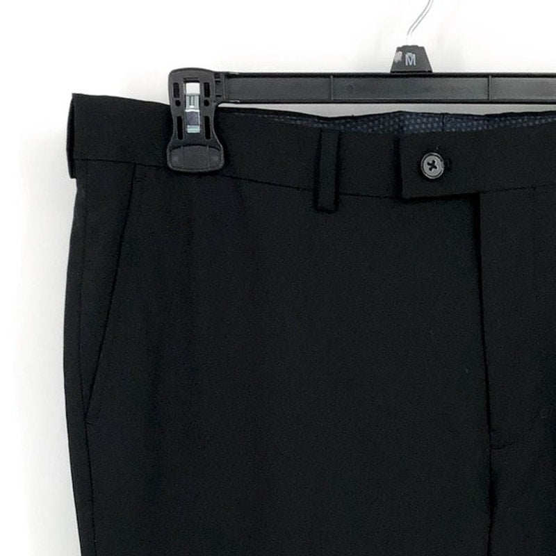 THE SAVILE ROW Men Brixton Suit Pants 36 x 33 Black Flat Front Slim Stretch NWOT