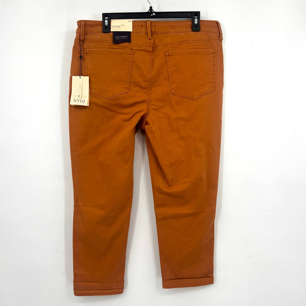NYDJ Womens Margot Girlfriend Jeans Size 14 PETITE Rust Brown Straight Leg NWT