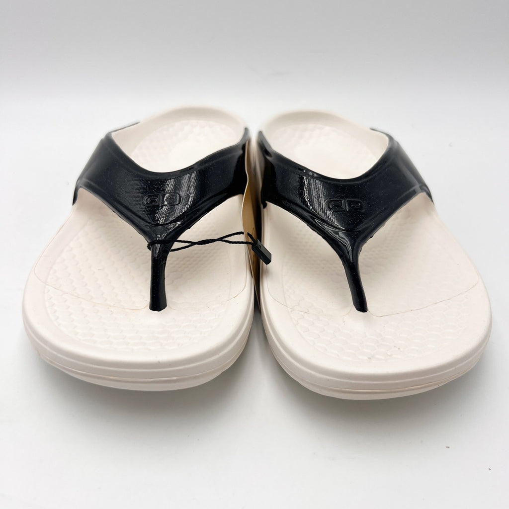Spenco Women Fusion 2 Pearl Sandals Size 9 White Black Slide Flip Flop NWOB