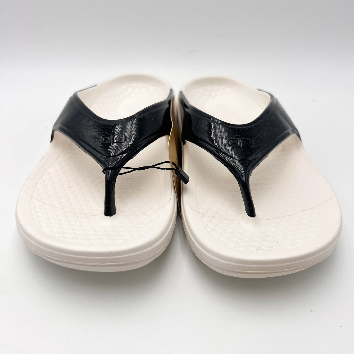 Spenco Women Fusion 2 Pearl Sandals Size 9 White Black Slide Flip Flop NWOB