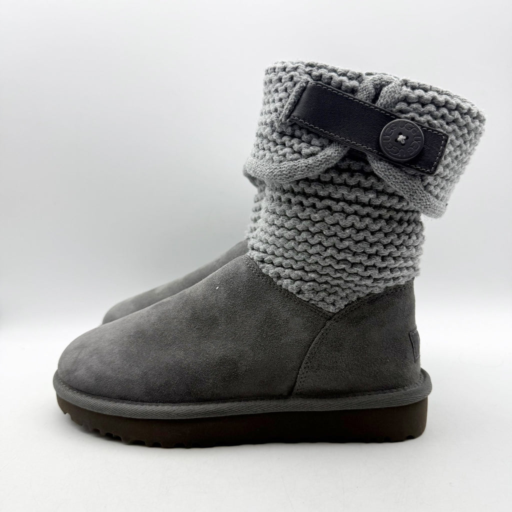 UGG Womens Shaina Mid Calf Boots US 5 EU 36 Gray Suede Knitted NWOB