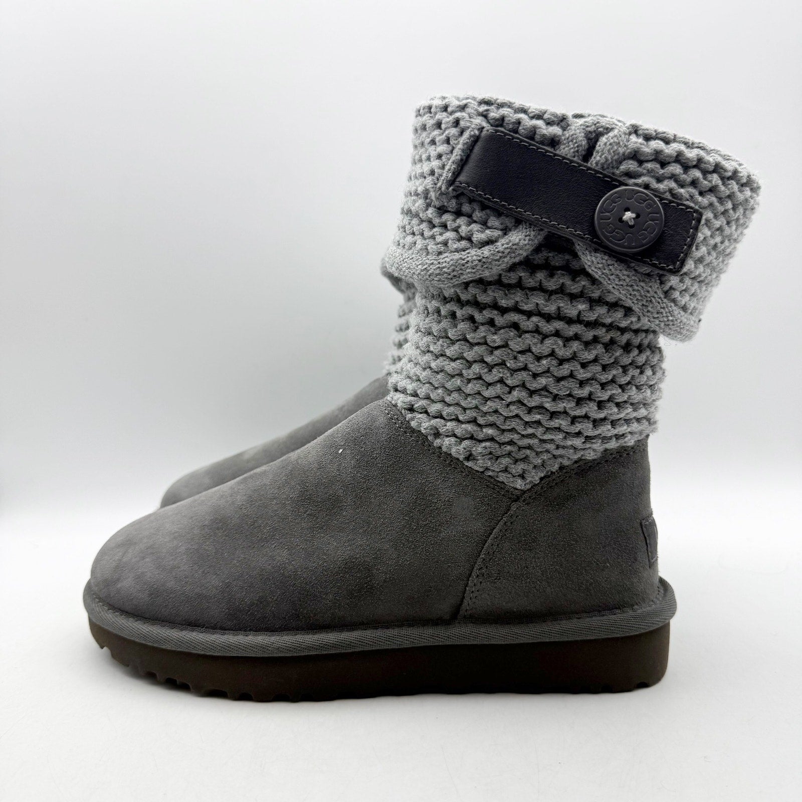 UGG Womens Shaina Mid Calf Boots US 5 EU 36 Gray Suede Knitted NWOB