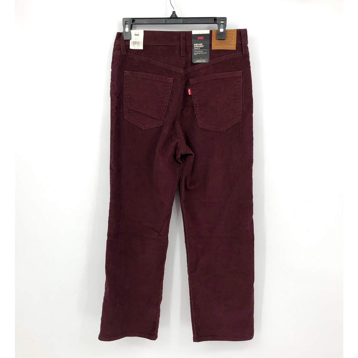LEVI'S Women's Ribcage Straight Ankle Pants 29x27 US 8 Red Brown Corduroy NWT