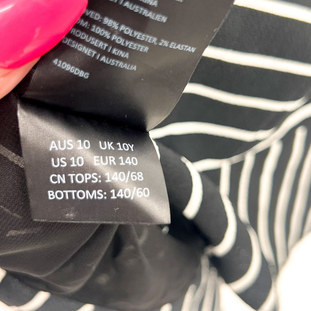 BARDOT JUNIOR Girl's Lola Open Back Dress Size 10 Black White Stripe NWT
