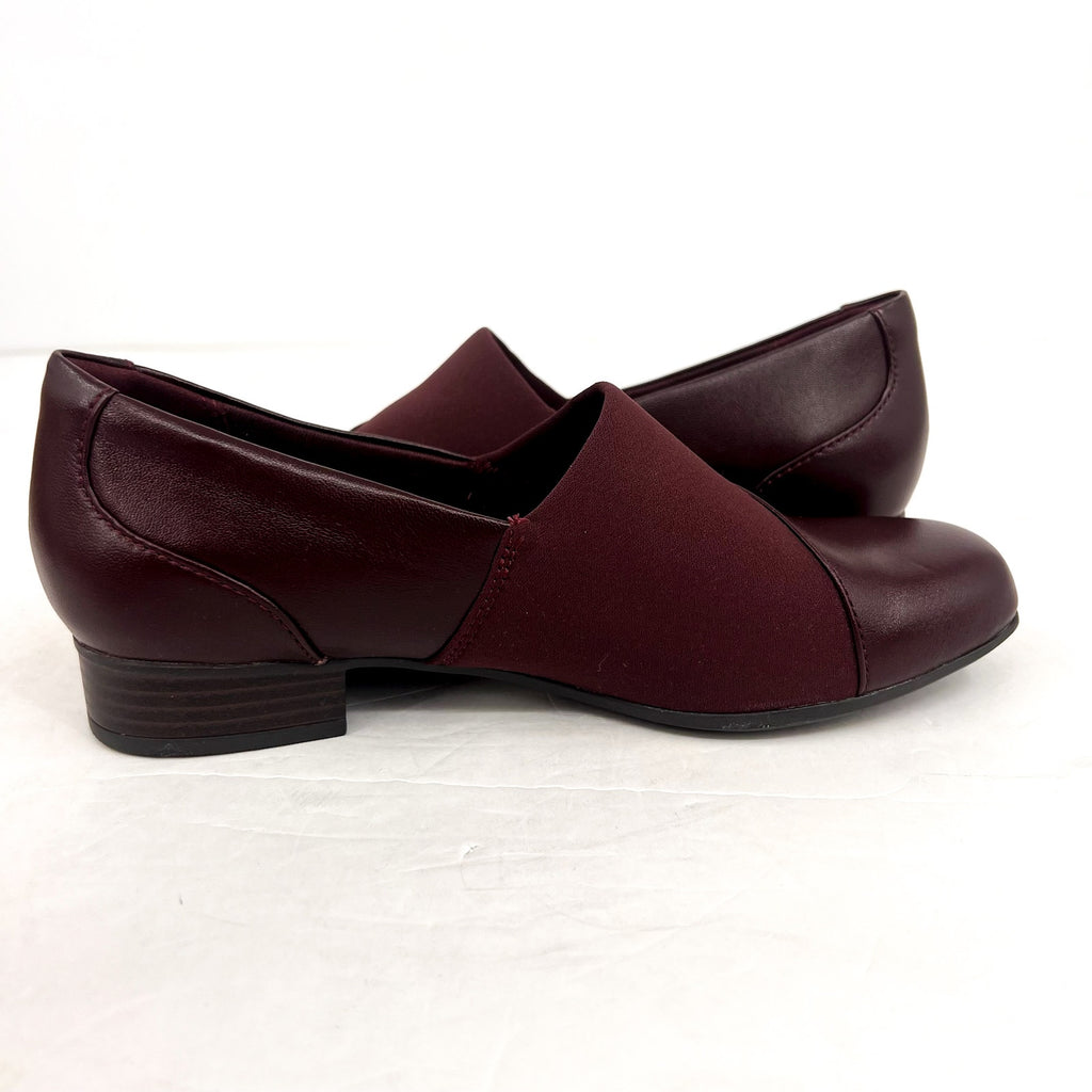 CLARKS Womens Juliet Gem Slip On Flats Loafers Size 6.5 Red Burgundy Leather NIB