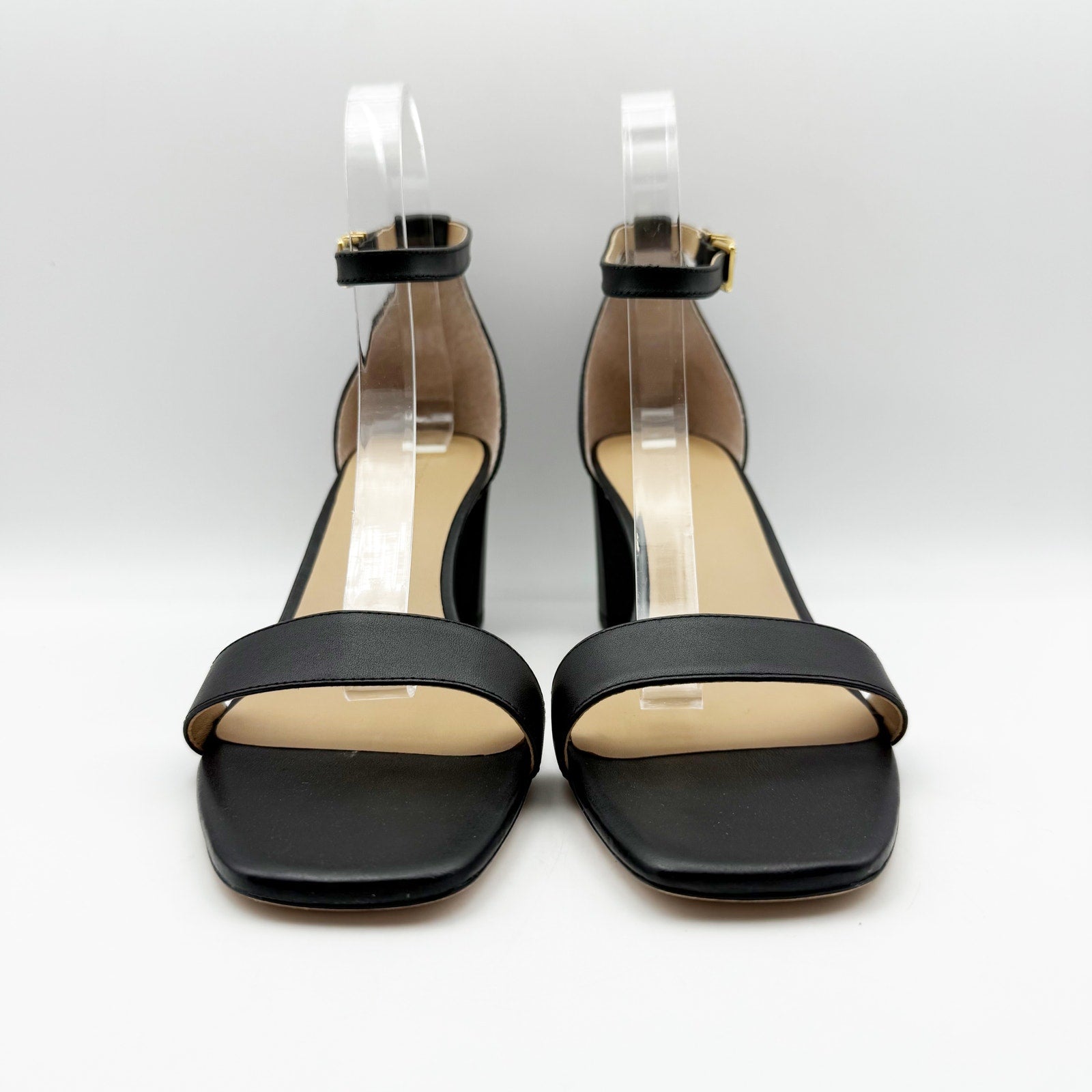 Lauren Ralph Lauren Womens Logan Heeled Sandals US 9.5 Black Leather NIB