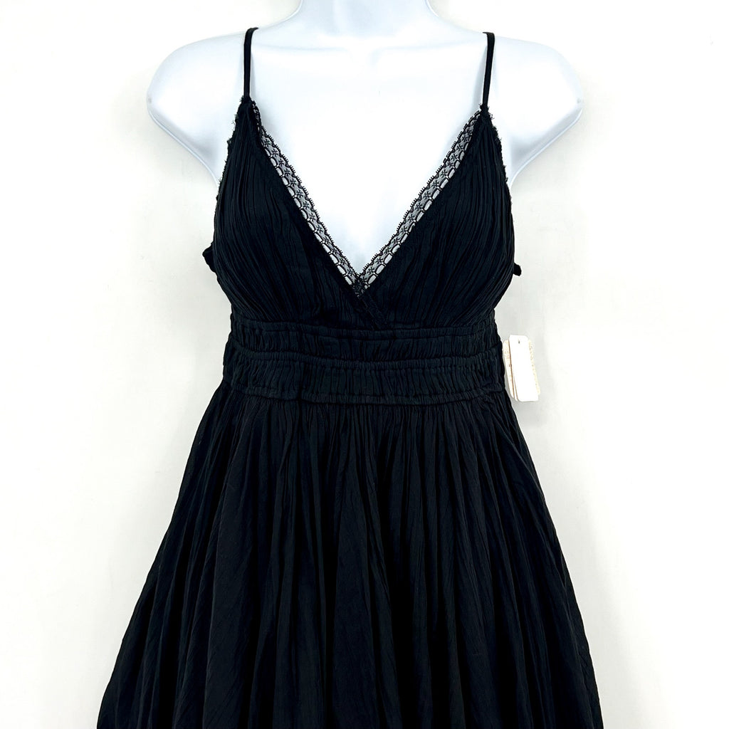 FREE PEOPLE Women's One Delia Slip Dress Medium Black Sundress Gauze NWT