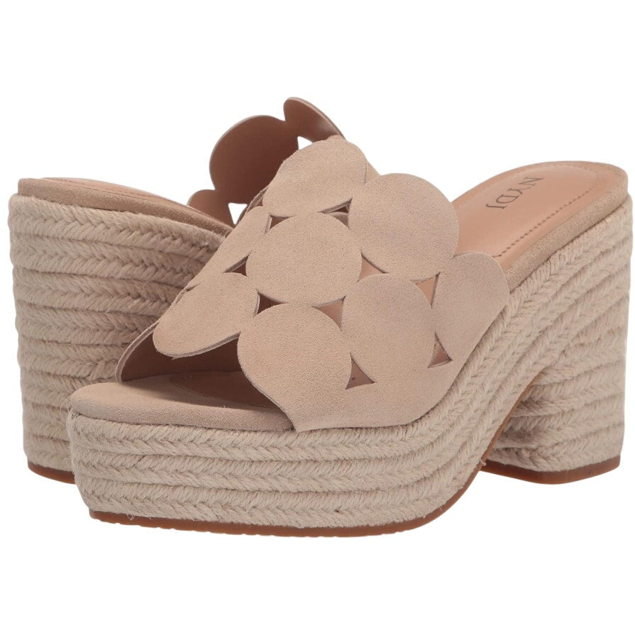 NYDJ Womens Helene Heeled Sandals Size 8.5 M Sand Beige Suede Platform NIB