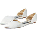 Badgley Mischka Womens Fergie Flats US 8.5 White Satin Bow Crystal NWOB