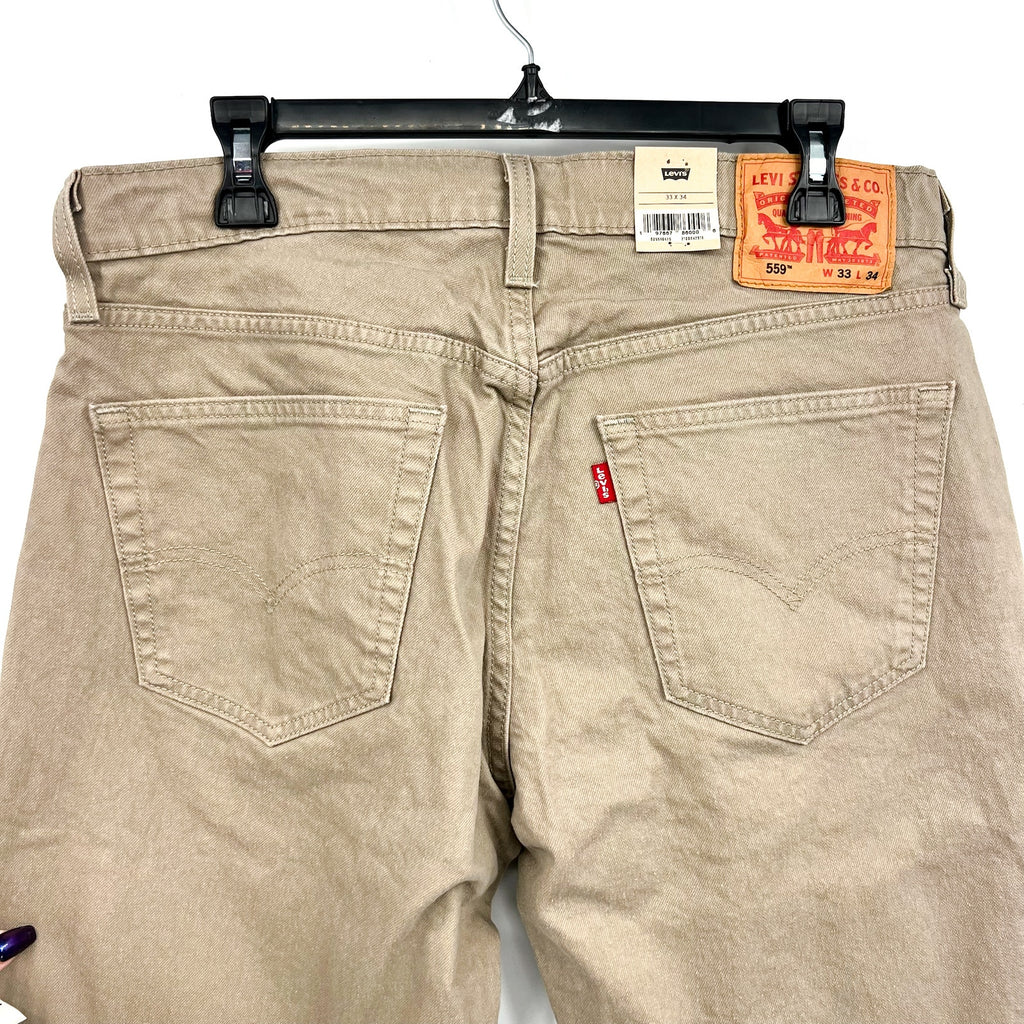 Levi's Mens 559 Relaxed Fit Straight Jeans 33x34 Taupe Brown 00559-0625 NWT