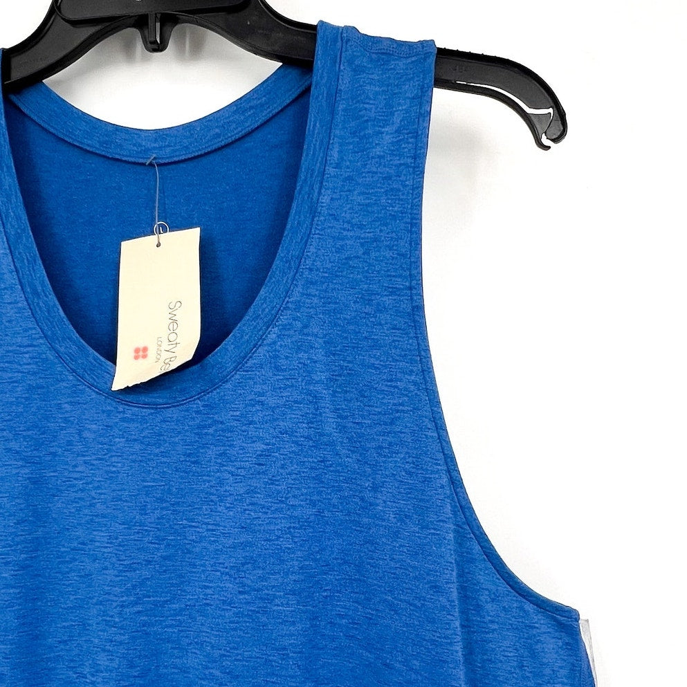 SWEATY BETTY Women's Gary Sleeveless Romper Large US 10 Oxford Blue Marl NWT