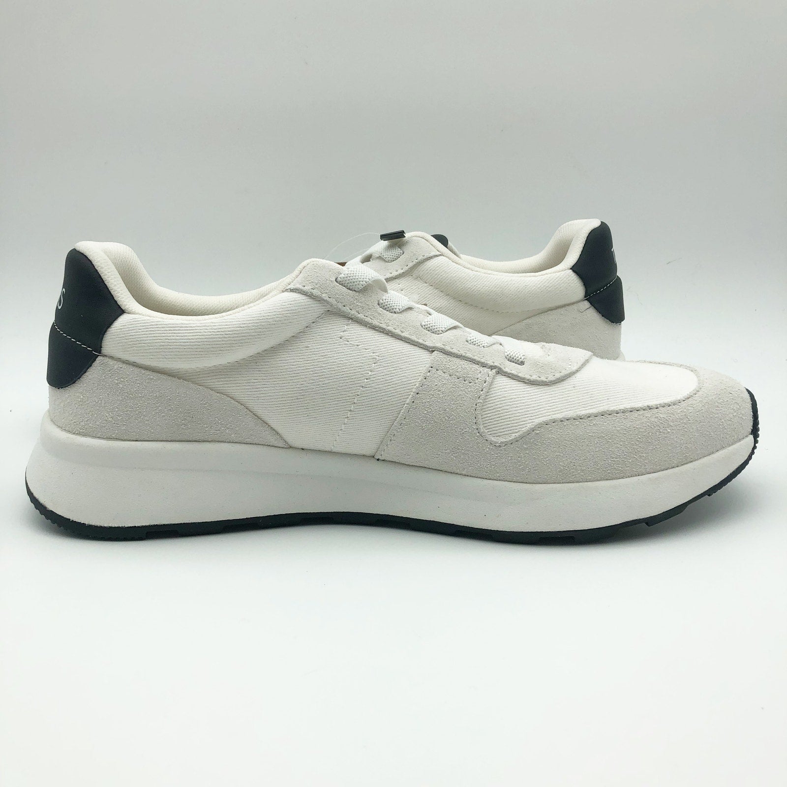 Toms Mens TRVL LITE Retro Runner Sneaker Size 8.5 White Suede Twill NIB