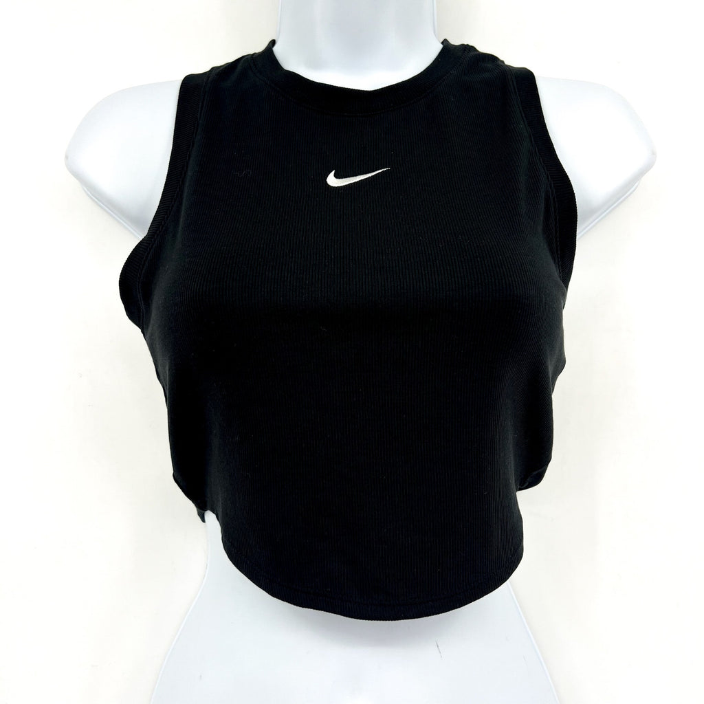 NIKE Sportswear Chill Knit Tight Cropped Mini-Rib Tank Top XS Black NWT