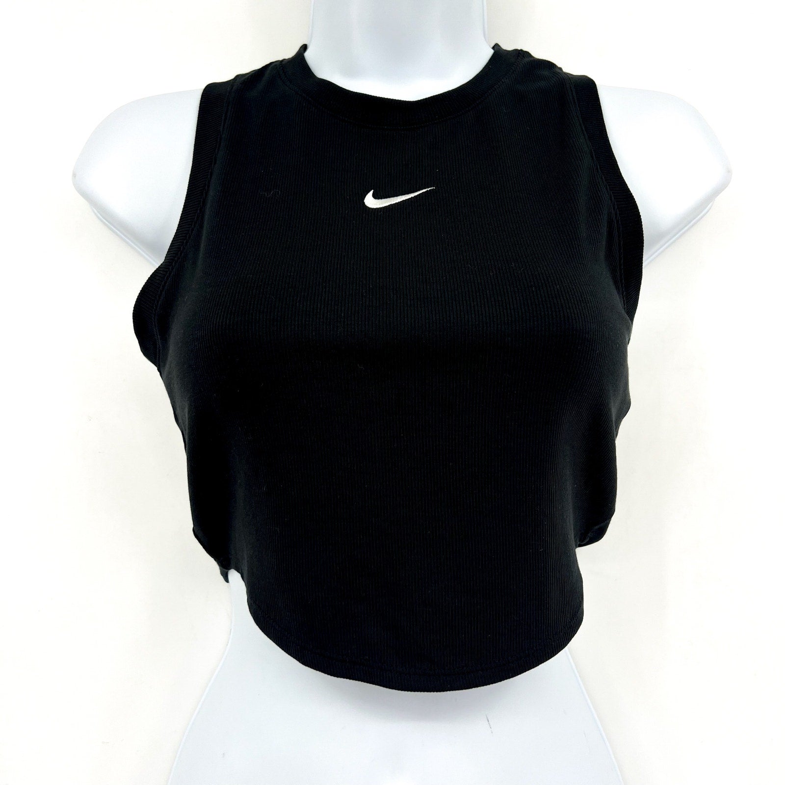 NIKE Sportswear Chill Knit Tight Cropped Mini-Rib Tank Top XS Black NWT