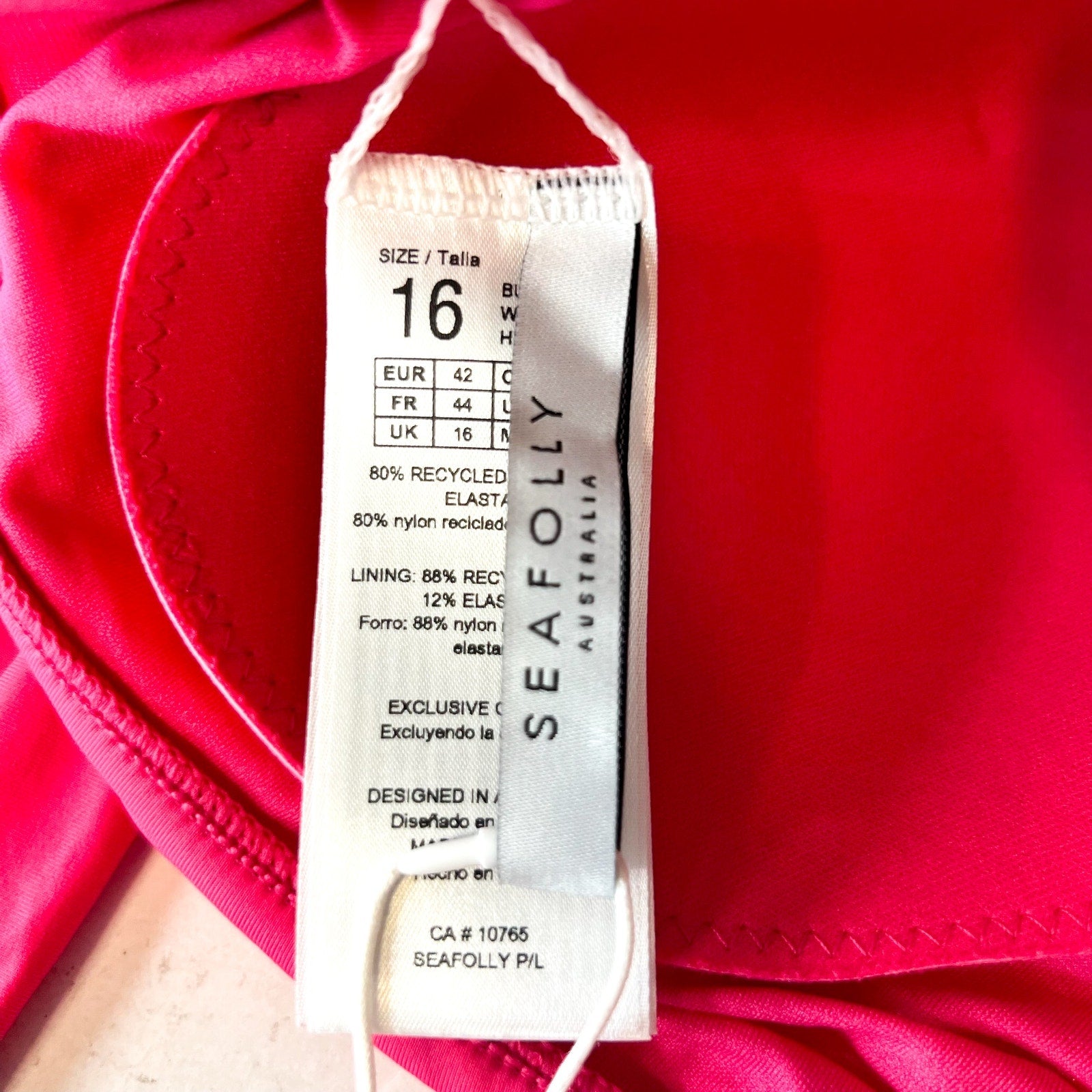 SEAFOLLY Women's Halter Bandeau Bikini Top Size 12 Pink Raspberry Adjustable NWT