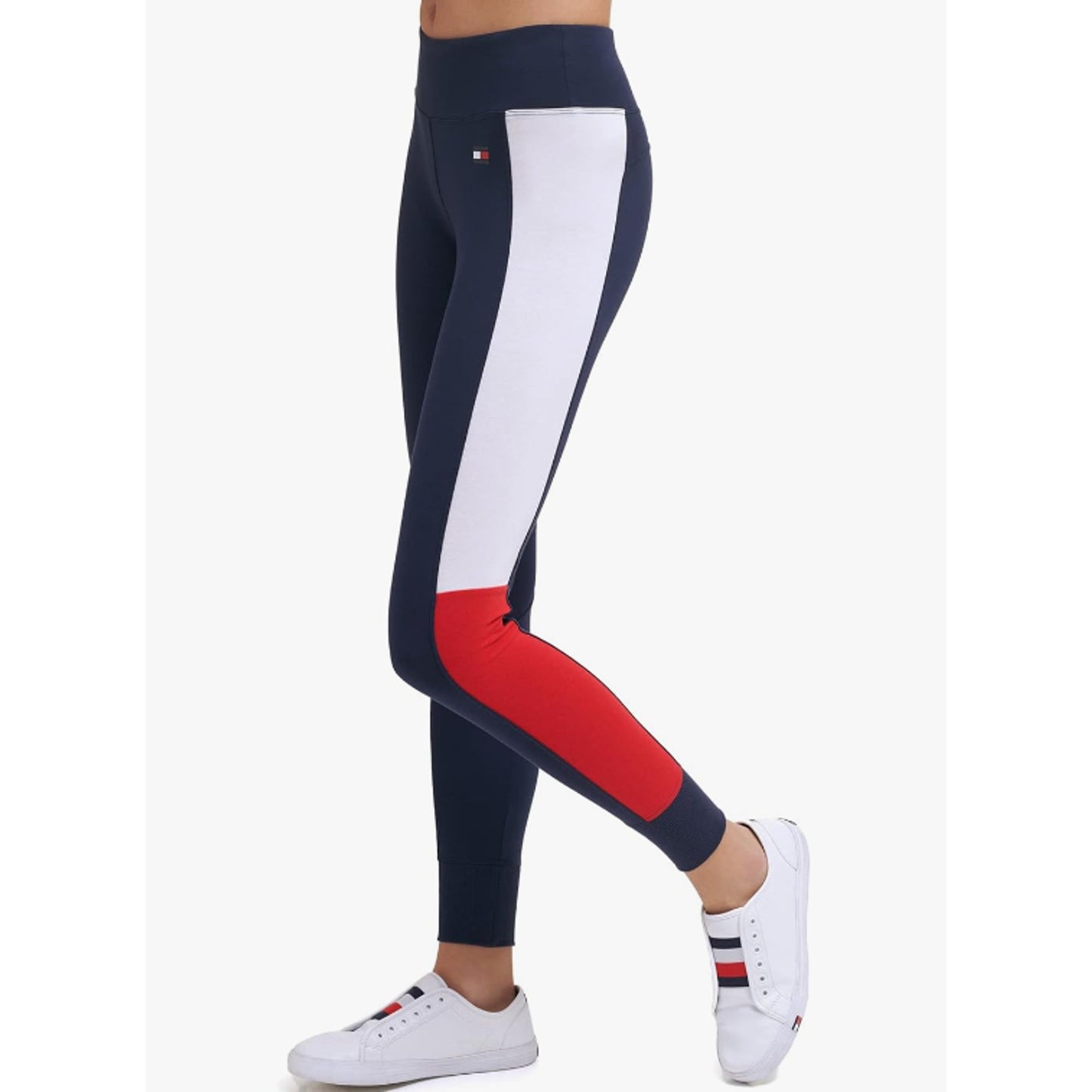 TOMMY HILFIGER Womens Performance Leggings XS Navy Blue Jersey High Rise NWT