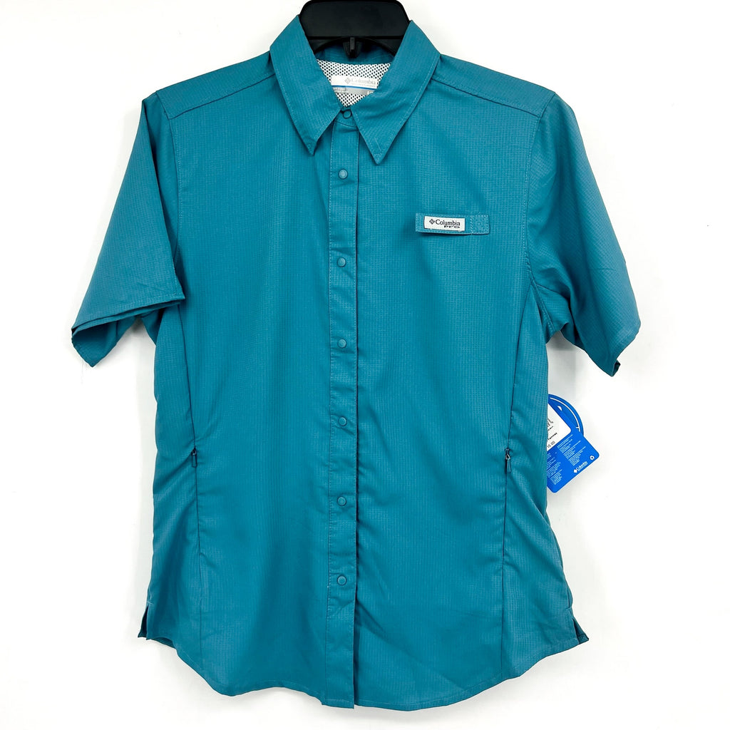 COLUMBIA Women's PFG Tamiami II Short Sleeve Shirt Small Blue Ocean Teal NWT