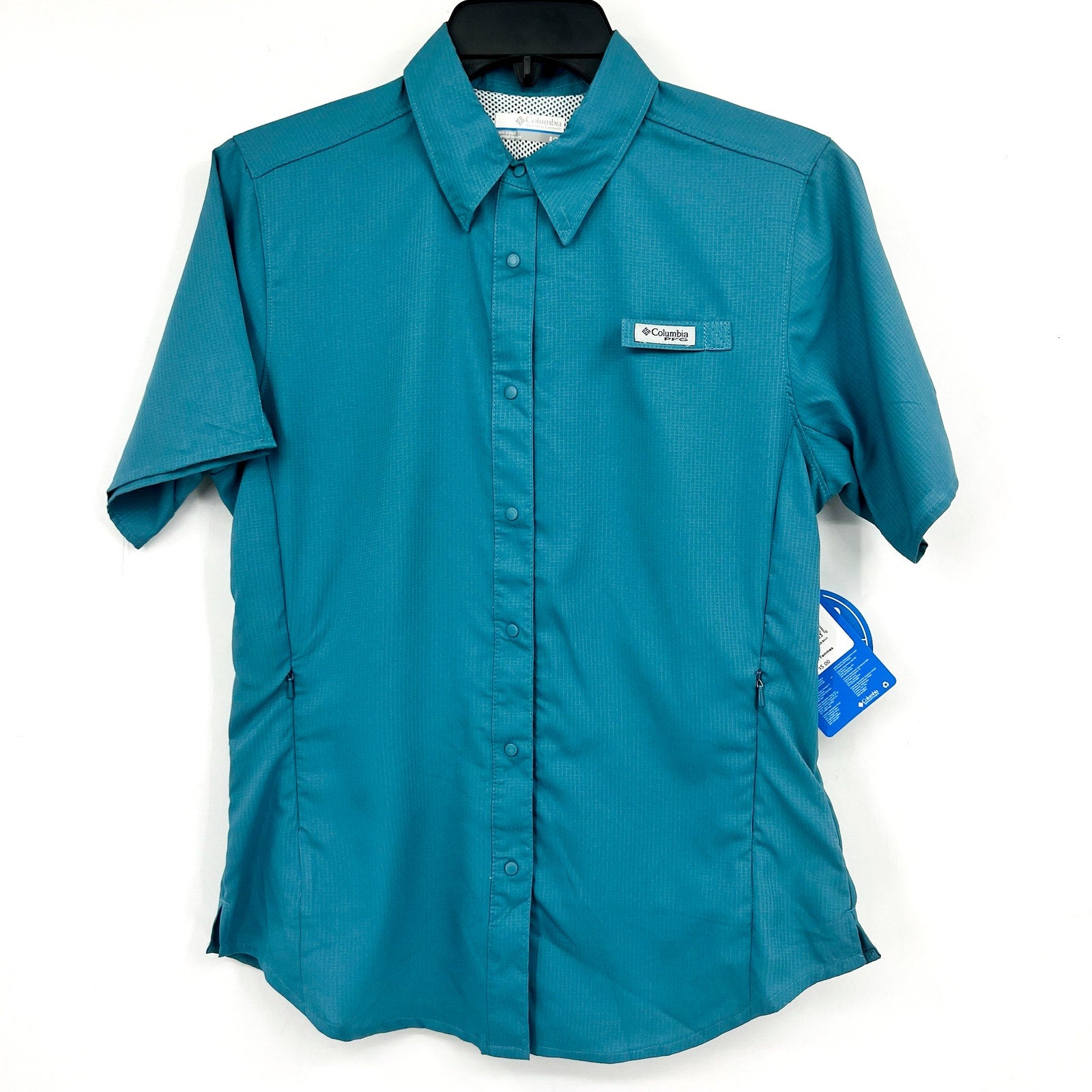 COLUMBIA Women's PFG Tamiami II Short Sleeve Shirt Small Blue Ocean Teal NWT