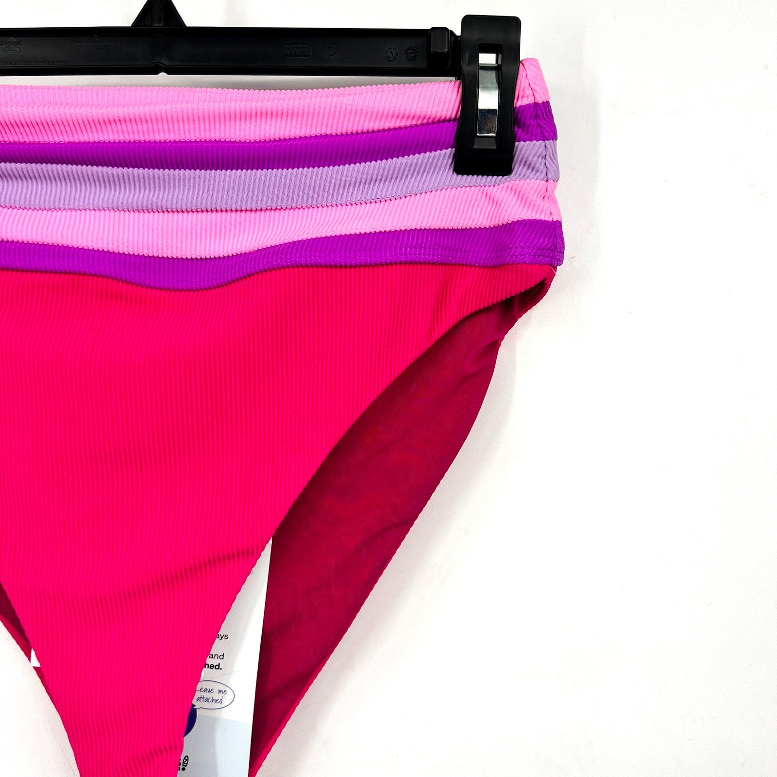 BEACH RIOT Millie High Waisted Bikini Bottom Small Pink Raspberry Colorblock NWT