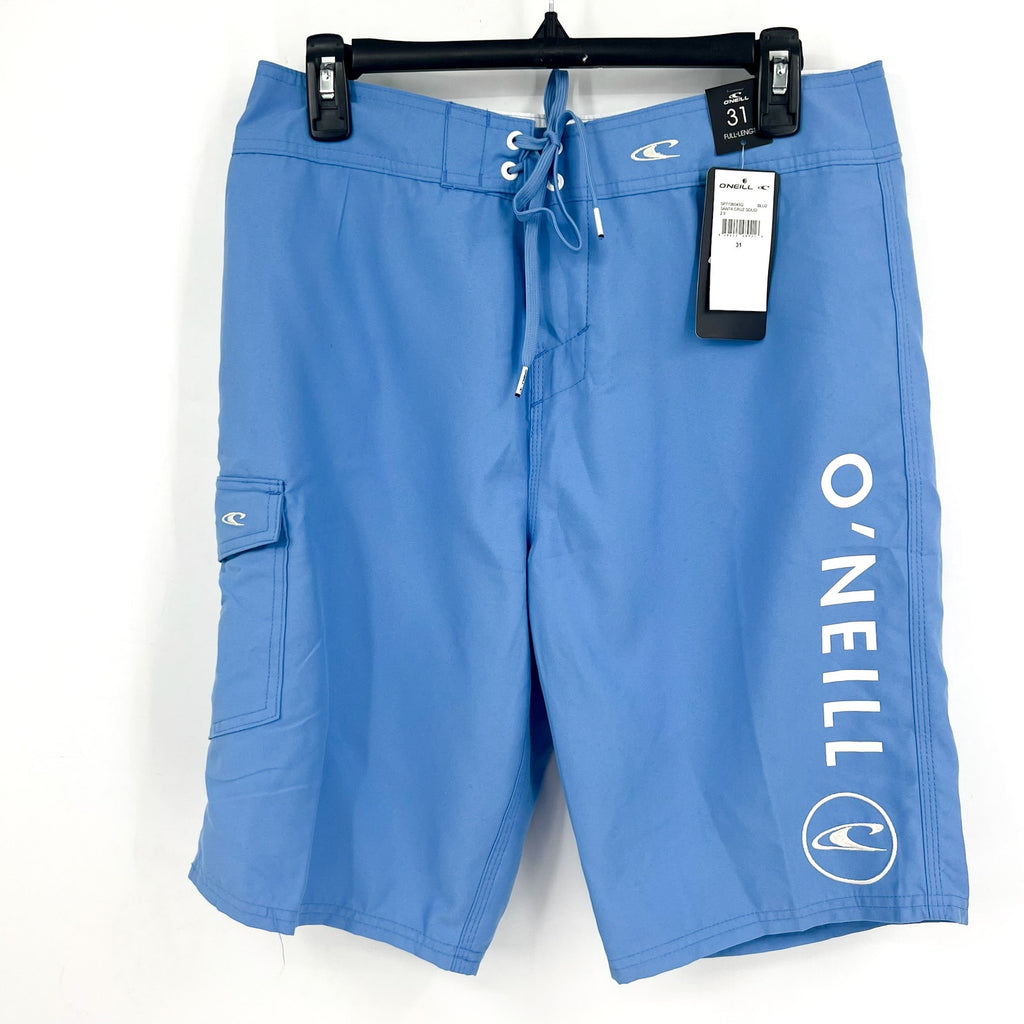 O'NEILL Mens Santa Cruz Solid 2.0 Boardshorts Size 31 Blue Cyan Drawstring NWT