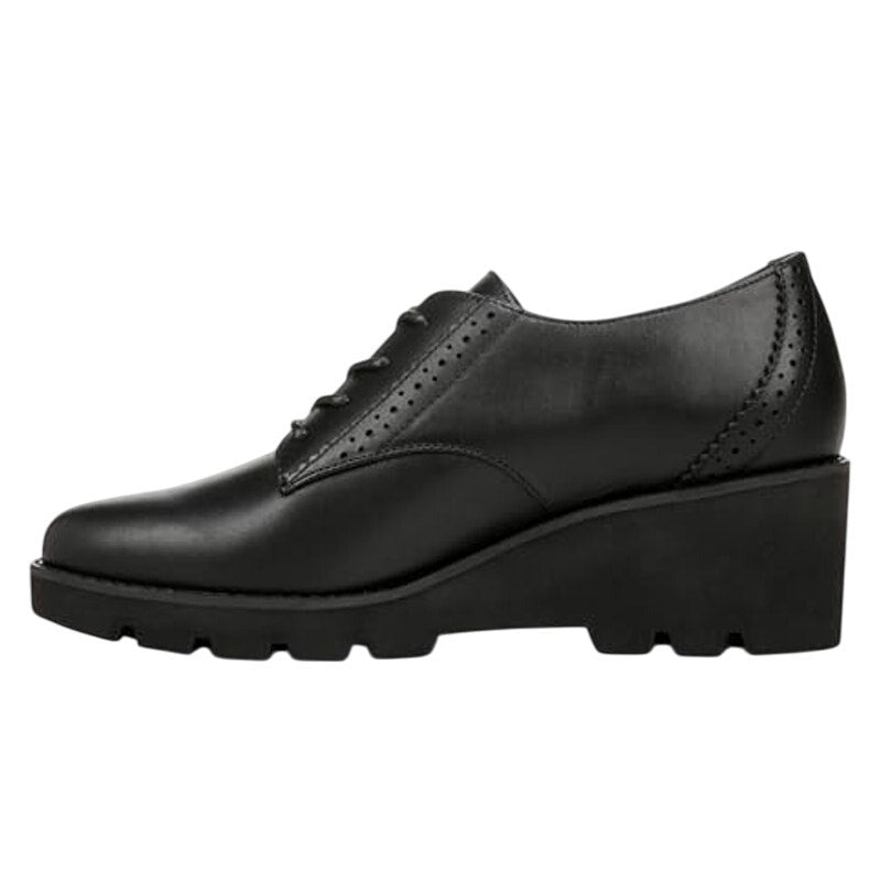 Vionic Womens Anaheim Wedge Oxford Derby Shoes US 6 M Black Leather NIB