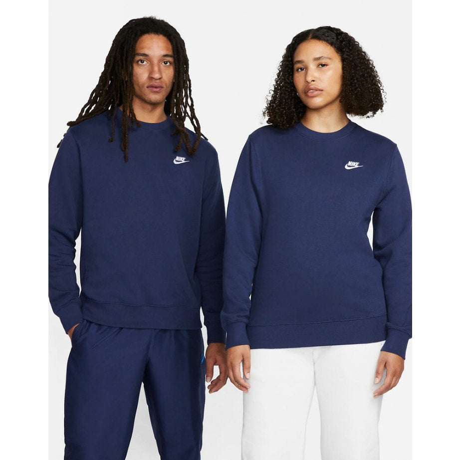 NIKE Womens Club Crewneck Sweatshirt 1X Navy Blue Fleece Long Sleeve NWT