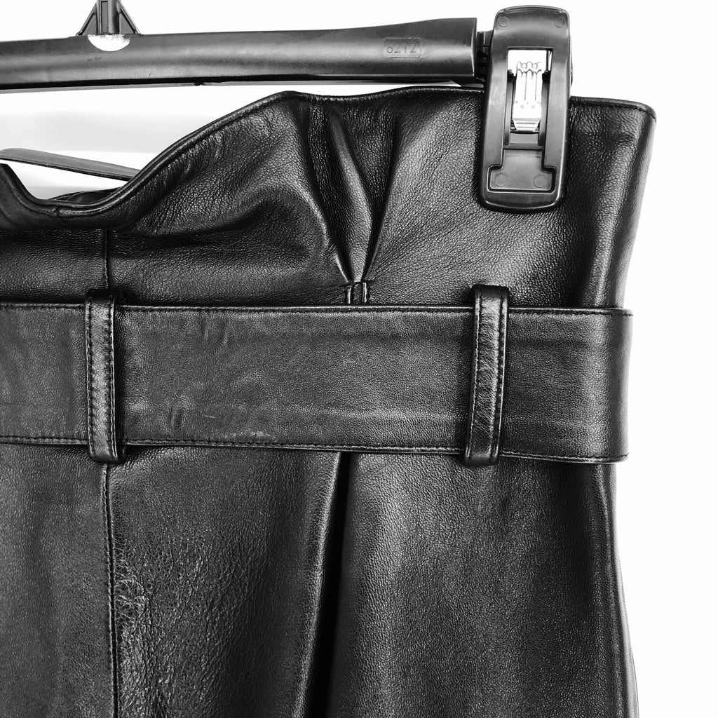 ATTICO Women's Leather Paper Bag Pants IT 40 US Small Black Tie Cuff Belted NWT