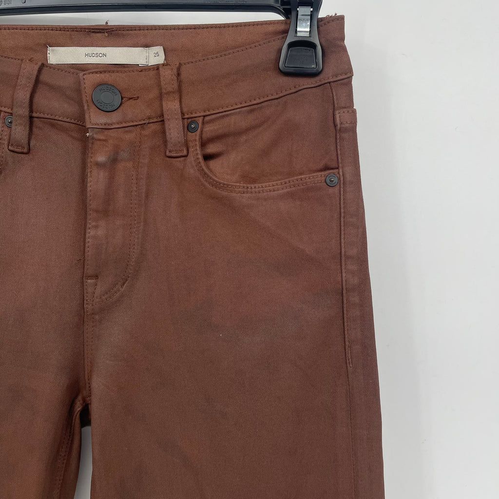 Hudson Womens Nico Straight Ankle Jean Size 25 US 0 Brown Coated Mid-Rise NWOT