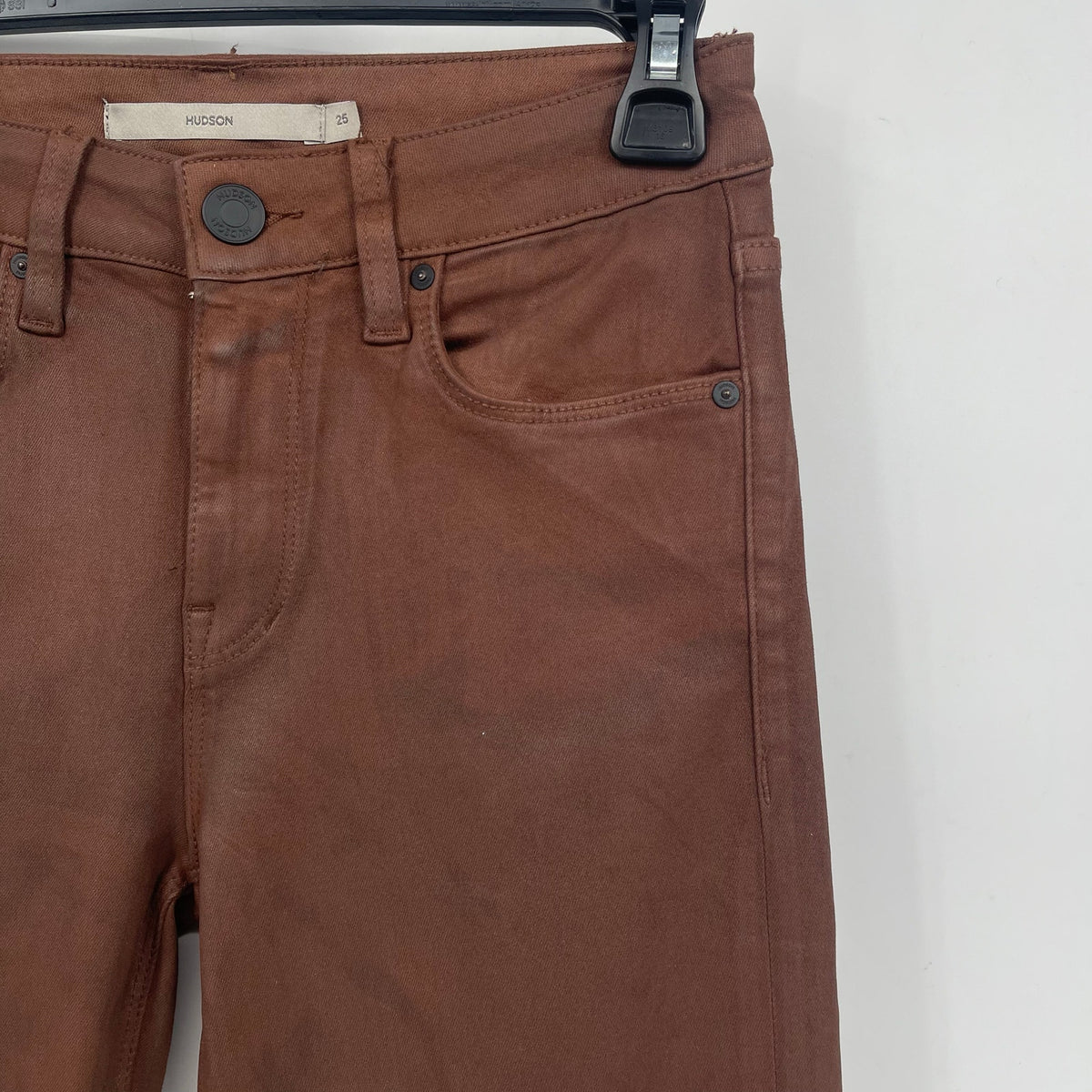 Hudson Womens Nico Straight Ankle Jean Size 25 US 0 Brown Coated Mid-Rise NWOT