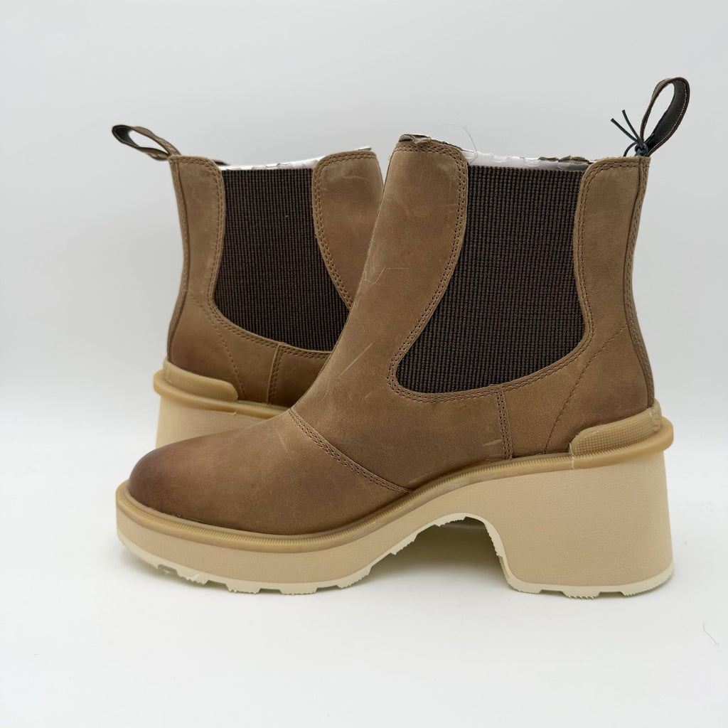 Sorel Womens Hi-Line Heel Chelsea Boot US 8 Taupe Tan Leather Waterproof NIB