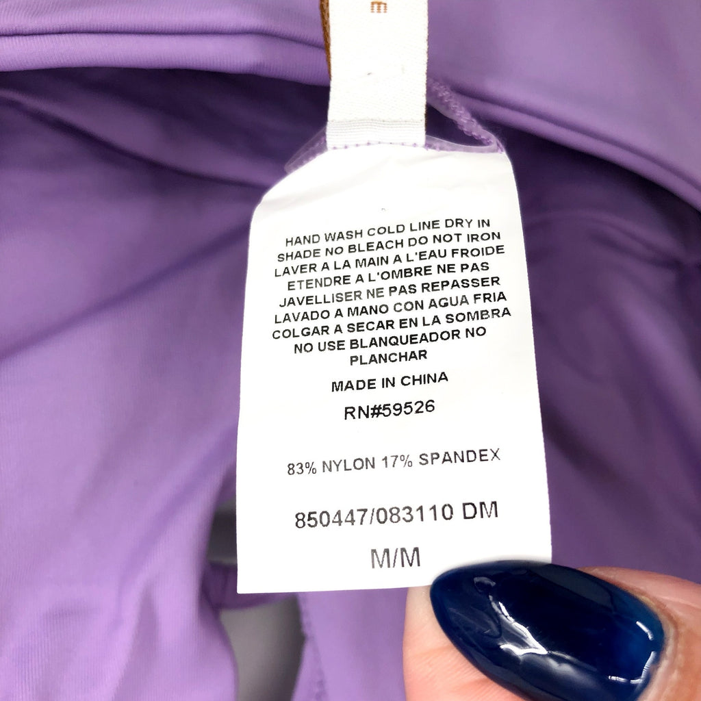 BECCA Color Code Sarai Plunge One Piece Swimsuit Medium Purple Cut Out NWT