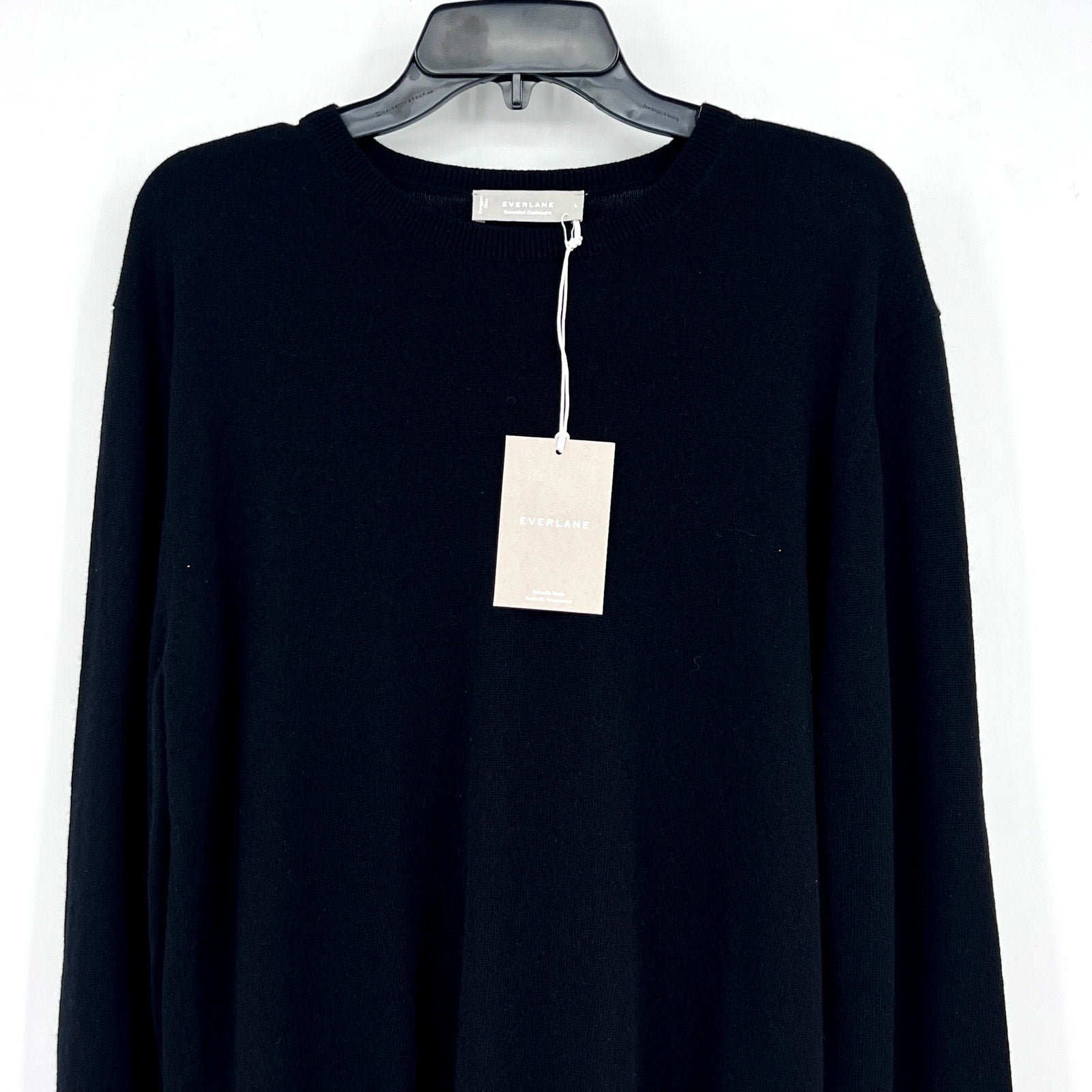 EVERLANE Women's The Classic Crew Cashmere Sweater Large Black NWT