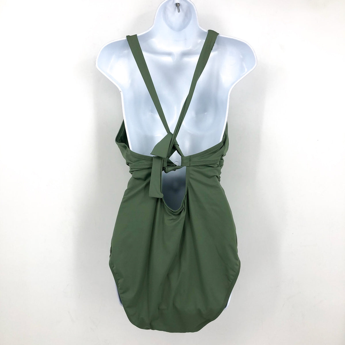 TOMMY BAHAMA Paradise Fronds One Piece Swimsuit Size 16 Green Tea Leaf Vneck NWT
