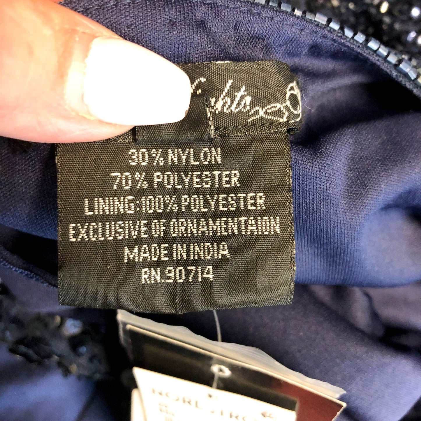 PISARRO NIGHTS Mesh Beaded Sequin Taffeta Skirt Gown Size 20 Navy Blue NWT